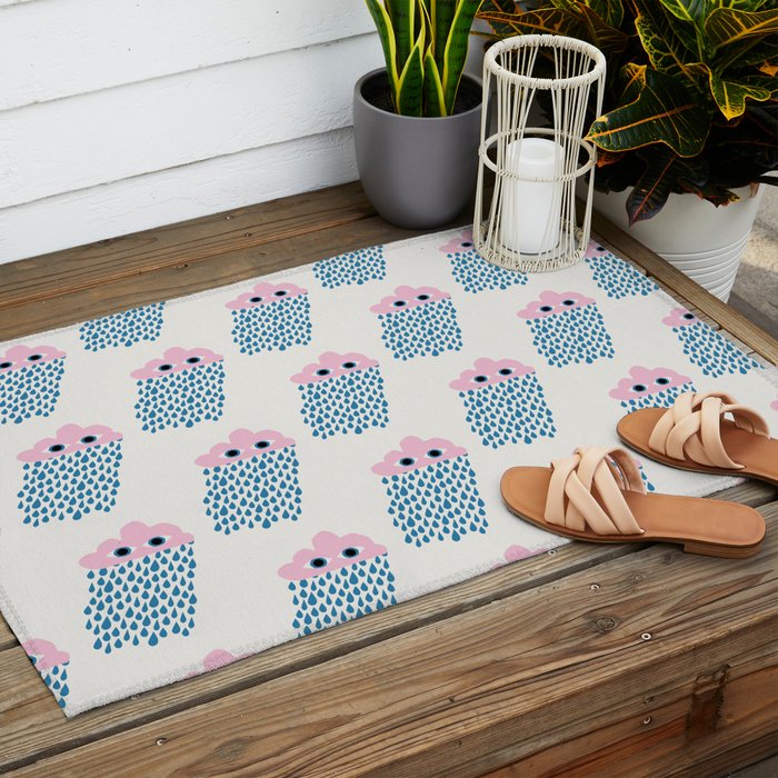 Pink Rain Pattern Outdoor Rug Gallery Image 2