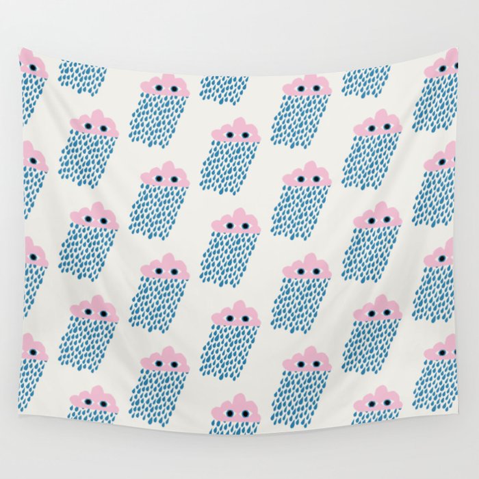 Pink Rain Pattern Wall Tapestry Gallery Image 1
