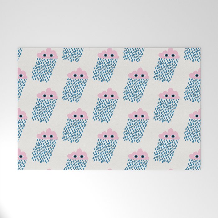 Pink Rain Pattern Welcome Mat Gallery Image 1