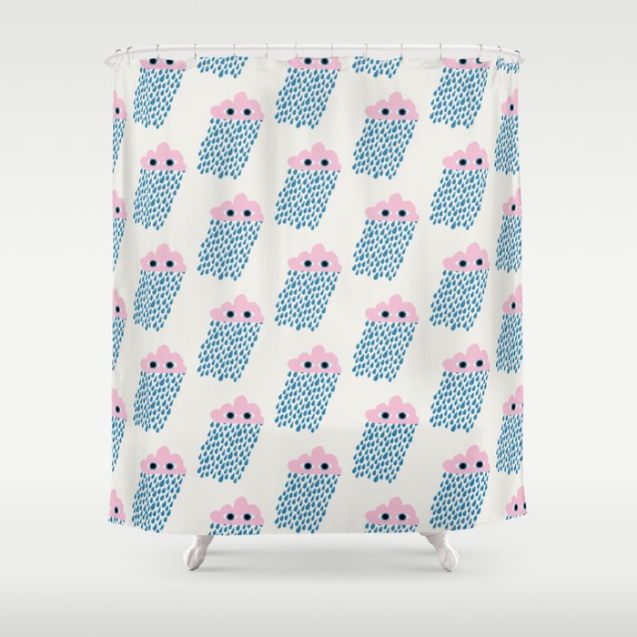 Pink Rain Pattern Shower Curtain Gallery Image 1
