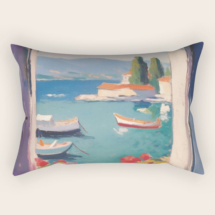 Mediterranean Window Morning View Rectangular Pillow Gallery Image 2