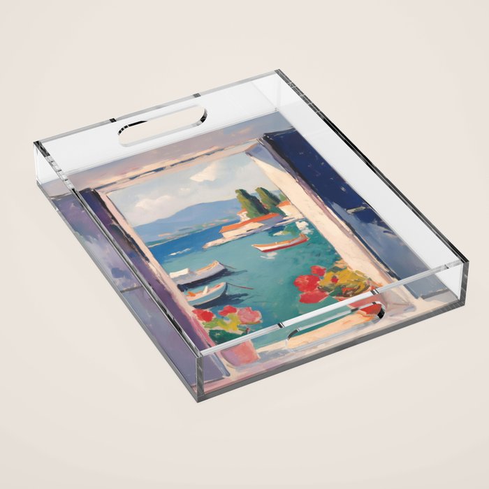 Mediterranean Window Morning View Acrylic Tray Gallery Image 1