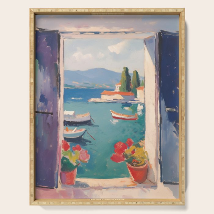 Mediterranean Window Morning View Serving Tray Gallery Image 1