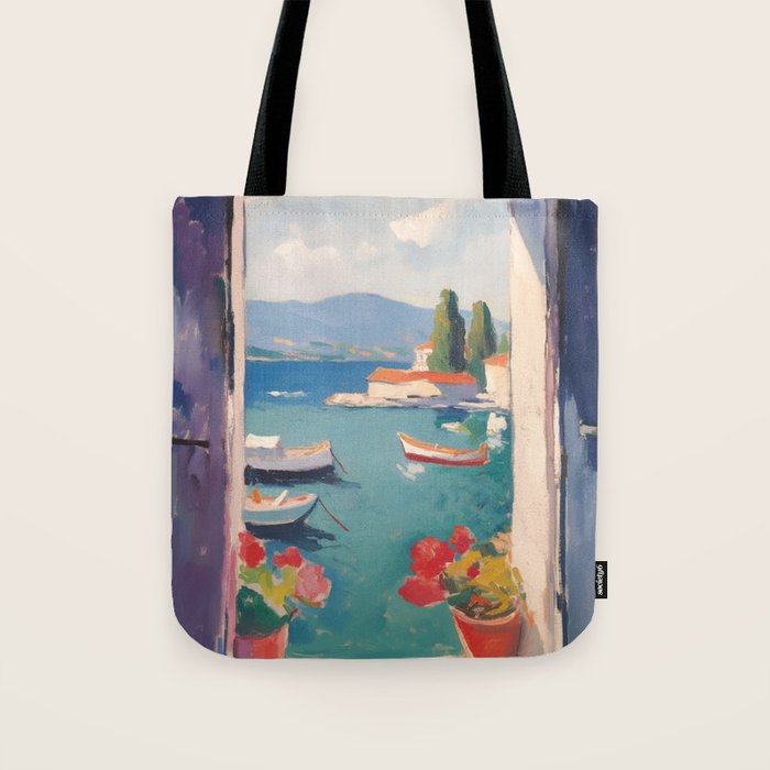 Mediterranean Window Morning View Tote Bag Gallery Image 1