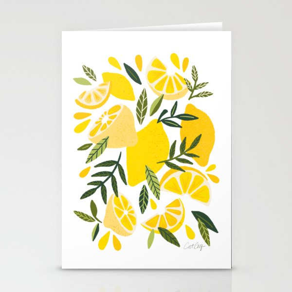 Lemon Blooms on White Stationery Card Gallery Image 1