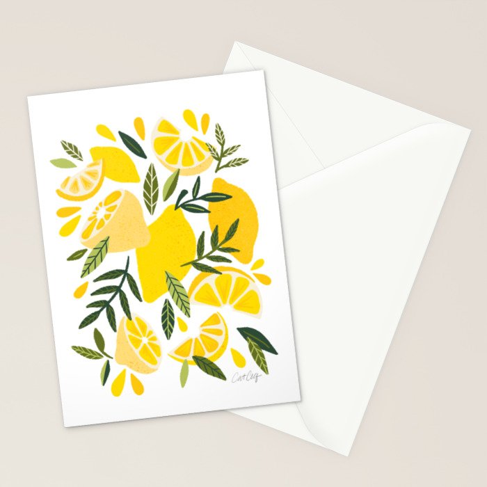 Lemon Blooms on White Stationery Card Gallery Image 2