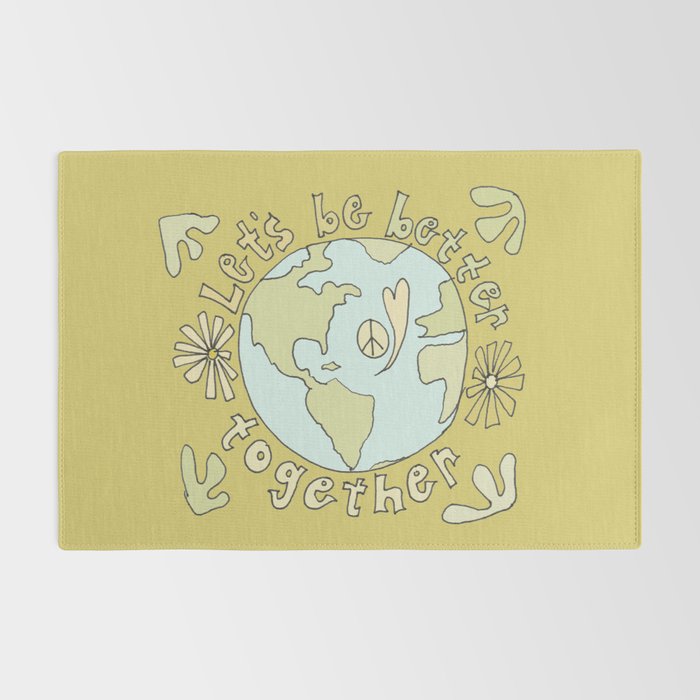 let's be better together // protect mother earth // retro art by surfy birdy Rug Gallery Image 2