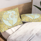 let's be better together // protect mother earth // retro art by surfy birdy Pillow Sham Gallery Image 2