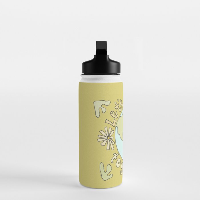 let's be better together // protect mother earth // retro art by surfy birdy Water Bottle Gallery Image 3