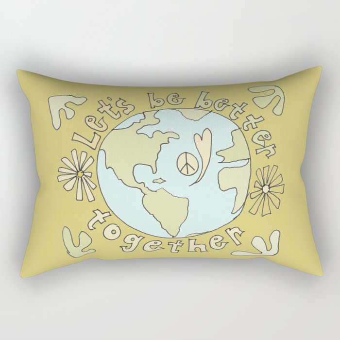 let's be better together // protect mother earth // retro art by surfy birdy Rectangular Pillow Gallery Image 1