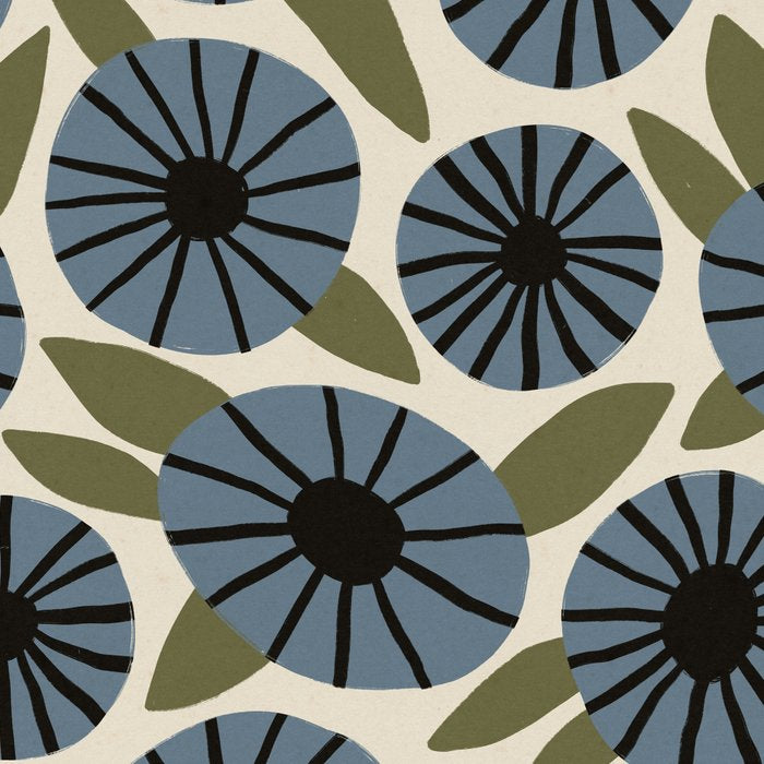 Floral Pattern / Slate Blue & Green Coffee Mug Gallery Image 2