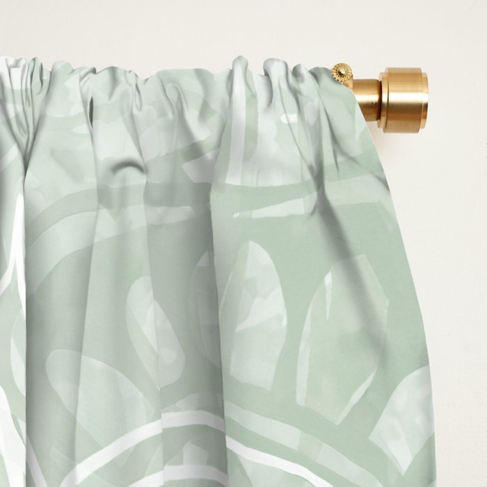 Mandala, Yoga Love, Sage Green, Boho Print Window Curtain Gallery Image 2