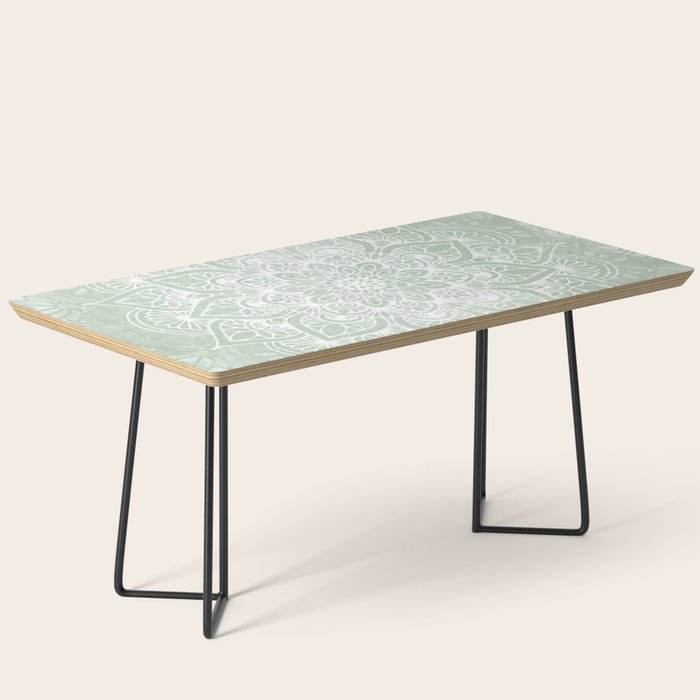Mandala, Yoga Love, Sage Green, Boho Print Coffee Table Gallery Image 1