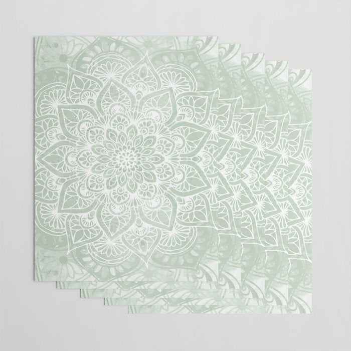 Mandala, Yoga Love, Sage Green, Boho Print Wrapping Paper Gallery Image 3