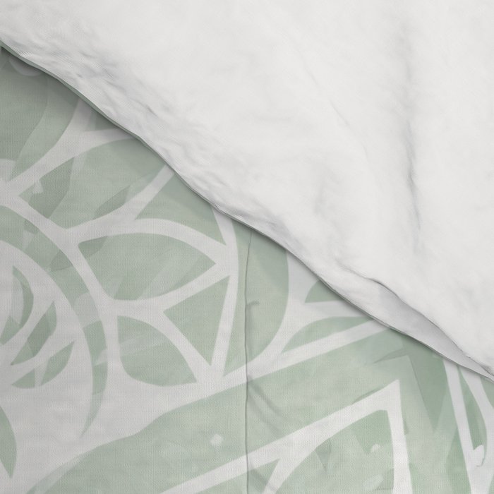 Mandala, Yoga Love, Sage Green, Boho Print Comforter Gallery Image 4