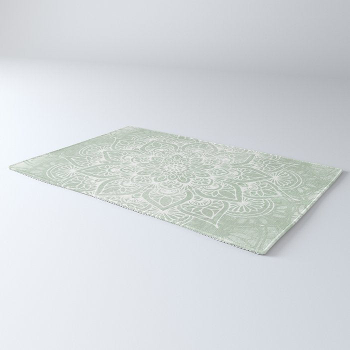 Mandala, Yoga Love, Sage Green, Boho Print Rug Gallery Image 3