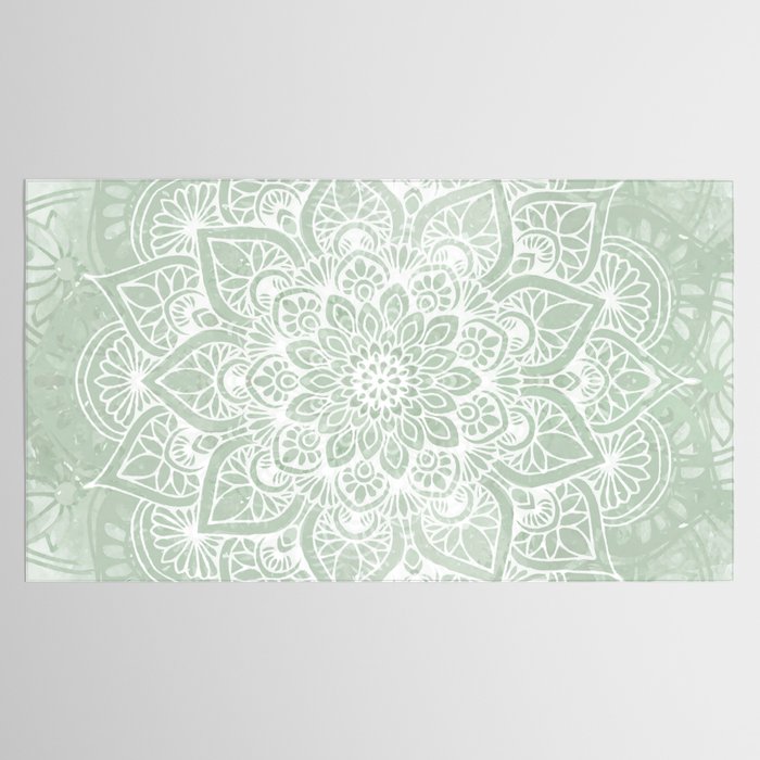 Mandala, Yoga Love, Sage Green, Boho Print Tablecloth Gallery Image 2