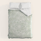 Mandala, Yoga Love, Sage Green, Boho Print Duvet Cover Gallery Image 6