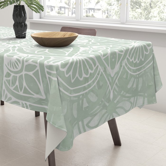 Mandala, Yoga Love, Sage Green, Boho Print Tablecloth Gallery Image 3
