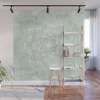 Mandala, Yoga Love, Sage Green, Boho Print Wall Mural Gallery Image 1