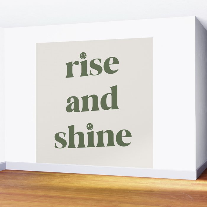 Rise And Shine Muted Green On Cream Wall Mural Gallery Image 2