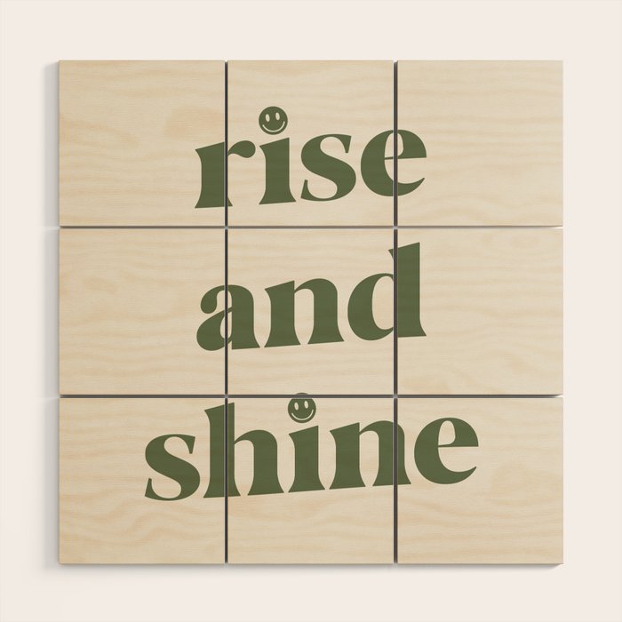 Rise And Shine Muted Green On Cream Wood Wall Art Gallery Image 1