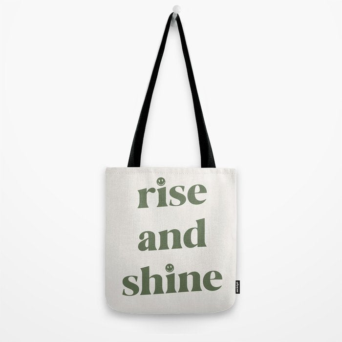 Rise And Shine Muted Green On Cream Tote Bag Gallery Image 2