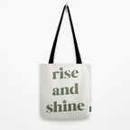 Rise And Shine Muted Green On Cream Tote Bag Gallery Image 2