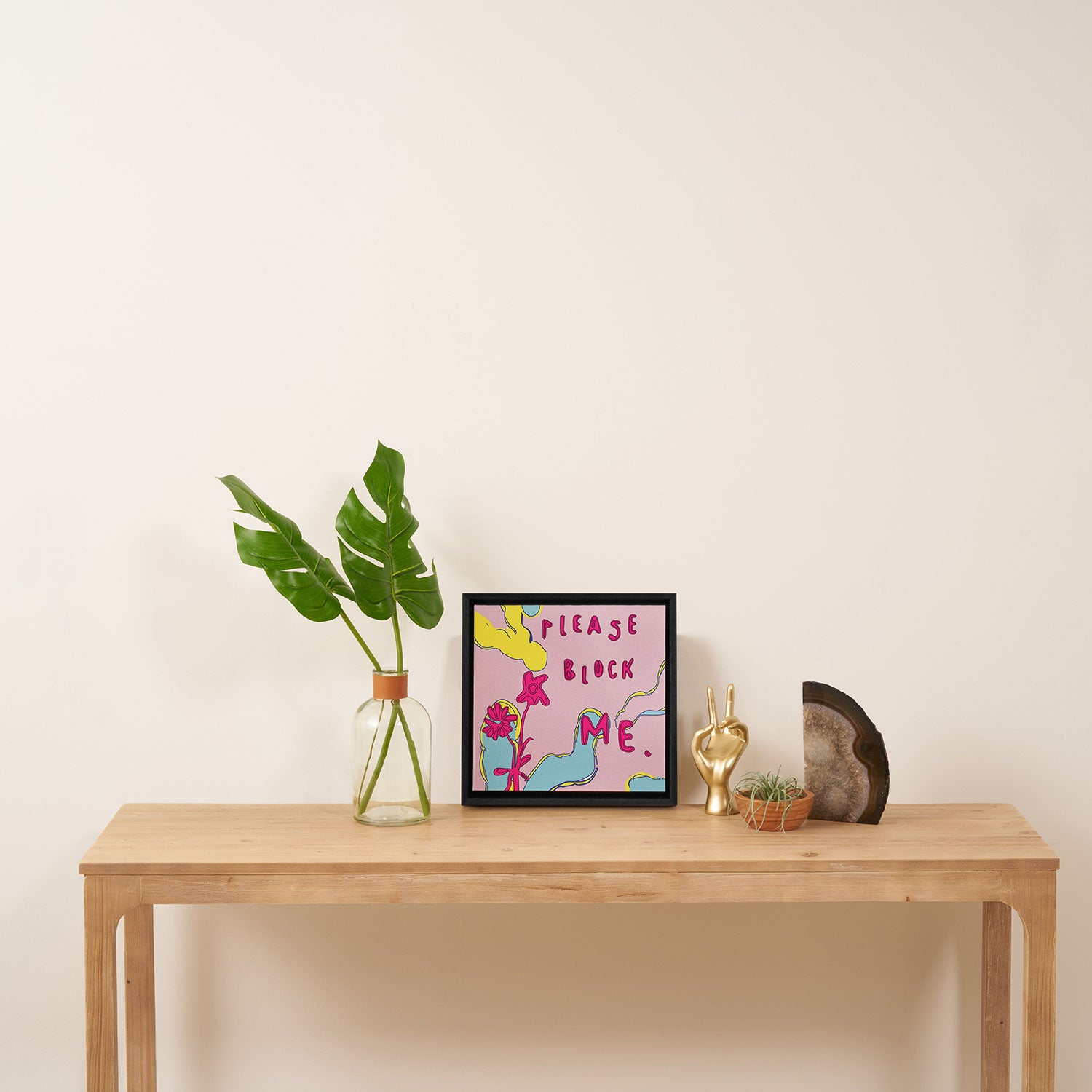 pls block me Framed Canvas Print Gallery Image 3