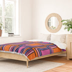 Colorful Retro Geometric Mod Portes Pattern Blue Orange Pink Magenta Duvet Cover Gallery Image 2