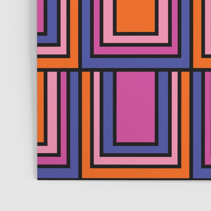 Colorful Retro Geometric Mod Portes Pattern Blue Orange Pink Magenta Poster Gallery Image 3