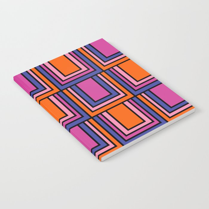 Colorful Retro Geometric Mod Portes Pattern Blue Orange Pink Magenta Notebook Gallery Image 2