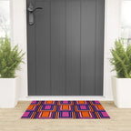 Colorful Retro Geometric Mod Portes Pattern Blue Orange Pink Magenta Welcome Mat Gallery Image 3