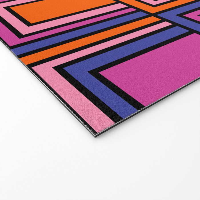 Colorful Retro Geometric Mod Portes Pattern Blue Orange Pink Magenta Welcome Mat Gallery Image 2