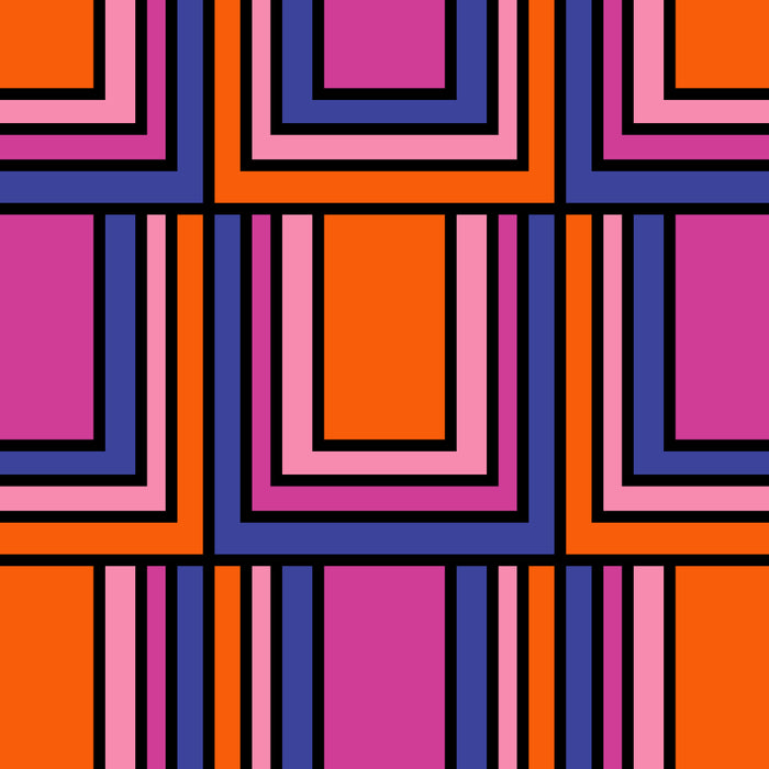 Colorful Retro Geometric Mod Portes Pattern Blue Orange Pink Magenta Coffee Mug Gallery Image 2