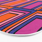 Colorful Retro Geometric Mod Portes Pattern Blue Orange Pink Magenta Bath Mat Gallery Image 3