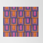 Colorful Retro Geometric Mod Portes Pattern Blue Orange Pink Magenta Throw Blanket Gallery Image 2