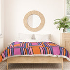 Colorful Retro Geometric Mod Portes Pattern Blue Orange Pink Magenta Duvet Cover Gallery Image 3
