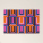 Colorful Retro Geometric Mod Portes Pattern Blue Orange Pink Magenta Welcome Mat Gallery Image 1