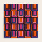 Colorful Retro Geometric Mod Portes Pattern Blue Orange Pink Magenta Wood Wall Art Gallery Image 1