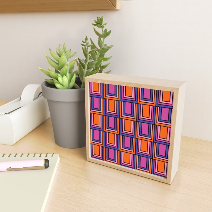 Colorful Retro Geometric Mod Portes Pattern Blue Orange Pink Magenta Mini Art Print Gallery Image 2