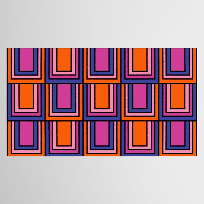 Colorful Retro Geometric Mod Portes Pattern Blue Orange Pink Magenta Tablecloth Gallery Image 2