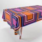Colorful Retro Geometric Mod Portes Pattern Blue Orange Pink Magenta Tablecloth Gallery Image 1