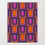 Colorful Retro Geometric Mod Portes Pattern Blue Orange Pink Magenta Poster Gallery Image 4
