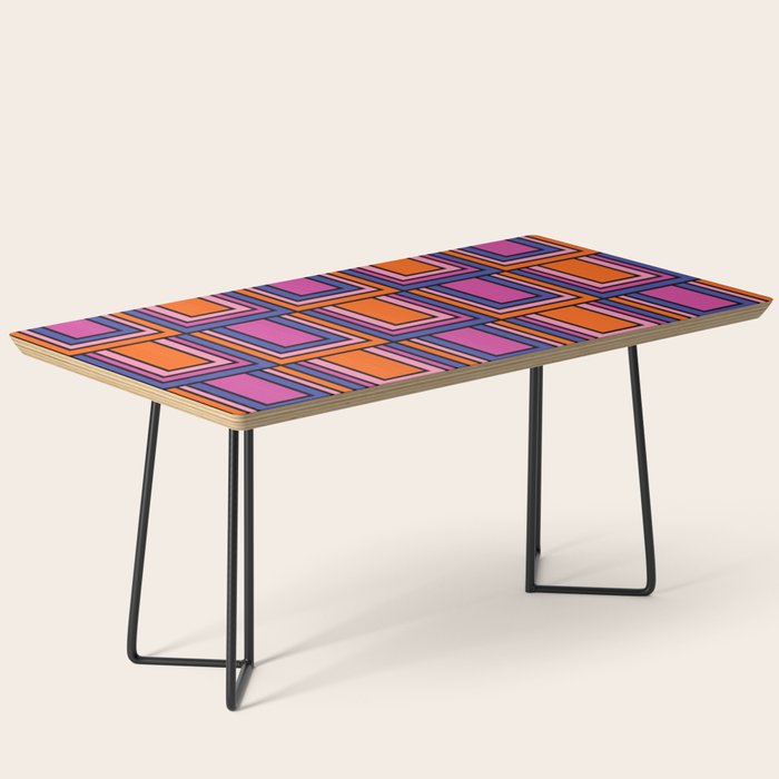 Colorful Retro Geometric Mod Portes Pattern Blue Orange Pink Magenta Coffee Table Gallery Image 1
