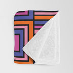 Colorful Retro Geometric Mod Portes Pattern Blue Orange Pink Magenta Throw Blanket Gallery Image 3