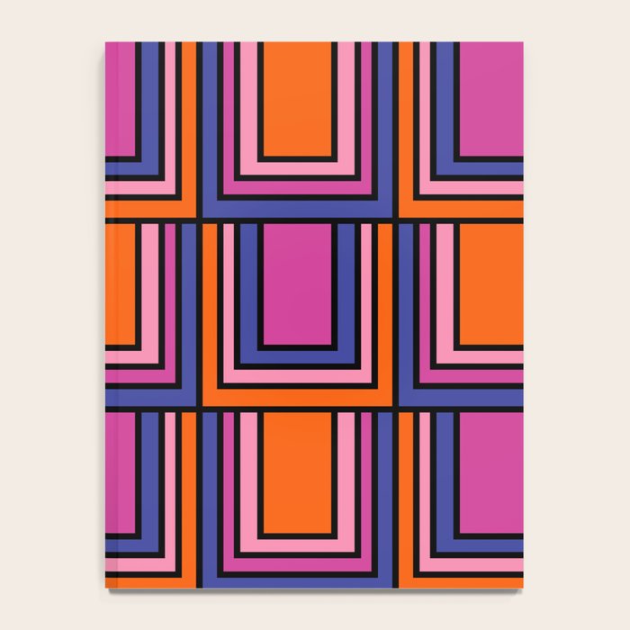 Colorful Retro Geometric Mod Portes Pattern Blue Orange Pink Magenta Notebook Gallery Image 4