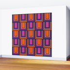 Colorful Retro Geometric Mod Portes Pattern Blue Orange Pink Magenta Wall Mural Gallery Image 2