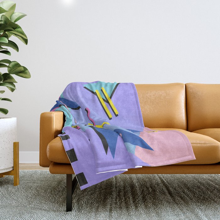 Memphis pattern 99 - 80s / 90s Retro Throw Blanket Gallery Image 1