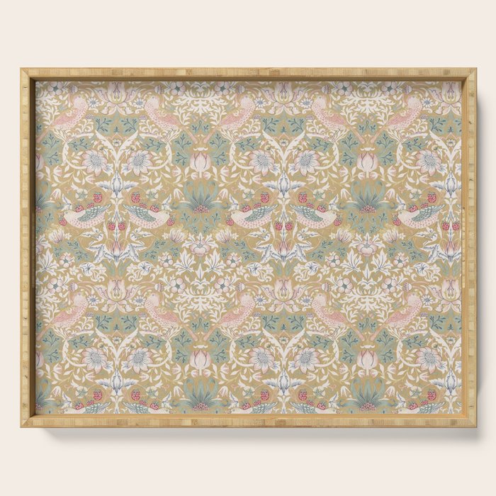 William Morris Strawberry Thief Gold Vintage Pattern Serving Tray Gallery Image 1